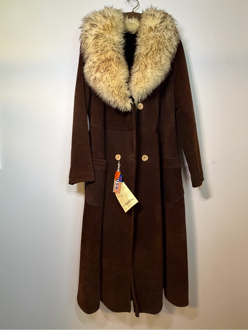 Vintage 1970s Lane Bryant Suede Maxi Coat Tagged 18 Fits Modern 10/12 NWT - Picture 3 of 15